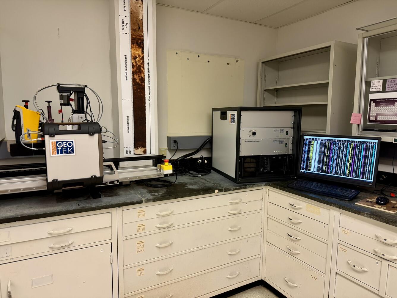 The GeoTek MSCL-XZ multi-sensor core logger (MSCL) housed in the BASCORE Lab (wide angle view).