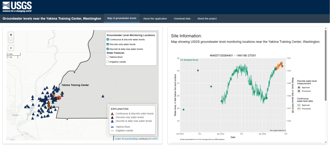 Screenshot with map panel and hydrograph