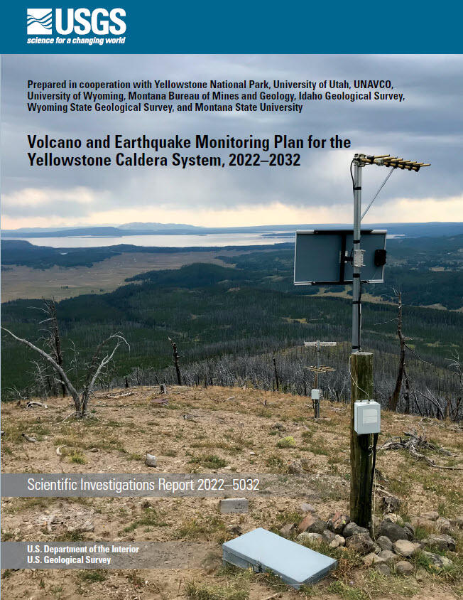 Front cover of the Yellowstone Volcano Observatory’s Volcano and Earthquake Monitoring Plan for the Yellowstone Caldera System, 2022–2032