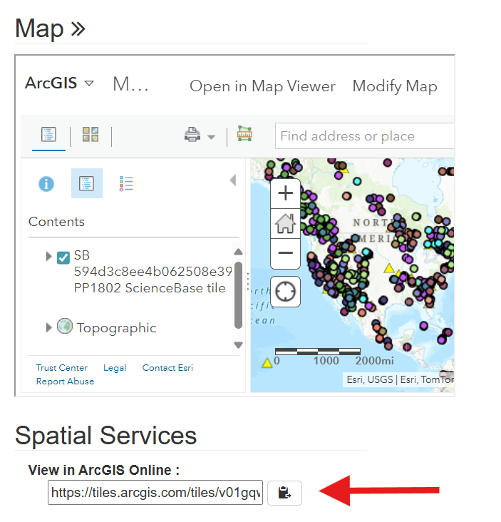 example of a web service published on ArcGIS Online via ScienceBase