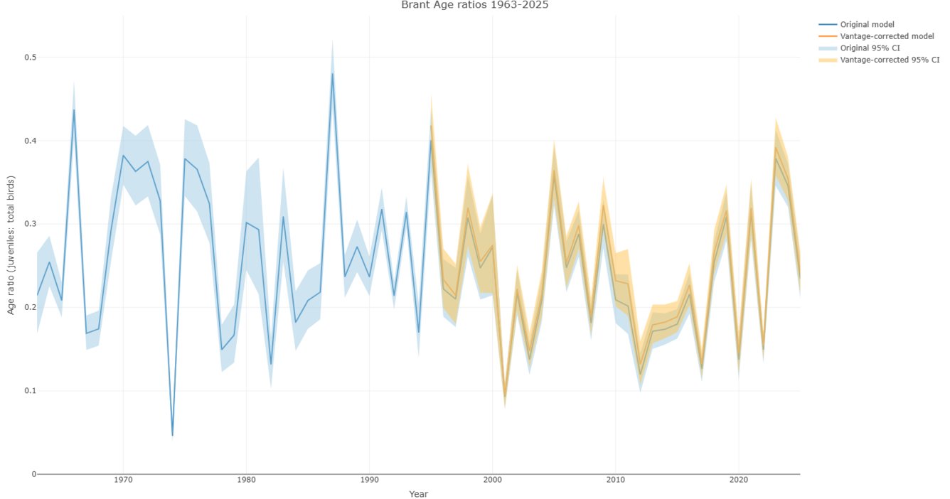 Model-based estimates of Pacific brant age ratios in Izembek Lagoon AK 1963-2025