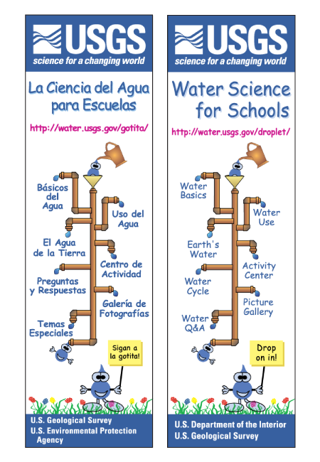 Original Water Science School bookmark in Spanish and English