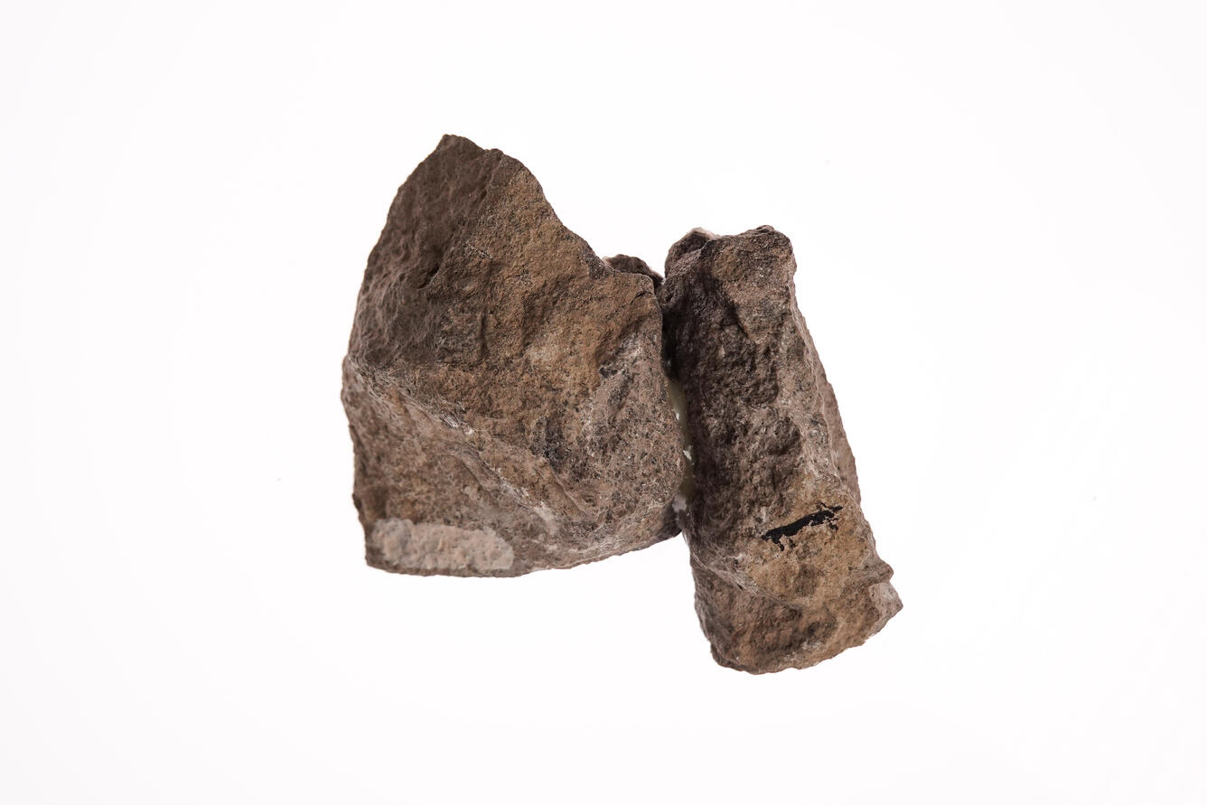  Isolated USGS mineral specimen featuring calcite and fluorite.