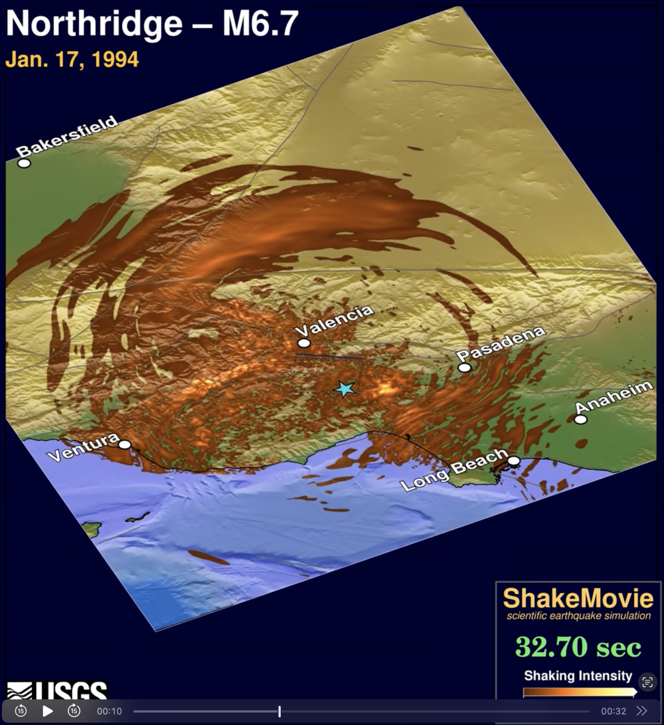 ShakeMovie Computer Simulation of the M6.7 1994 Northridge, CA Earthquake thumbnail