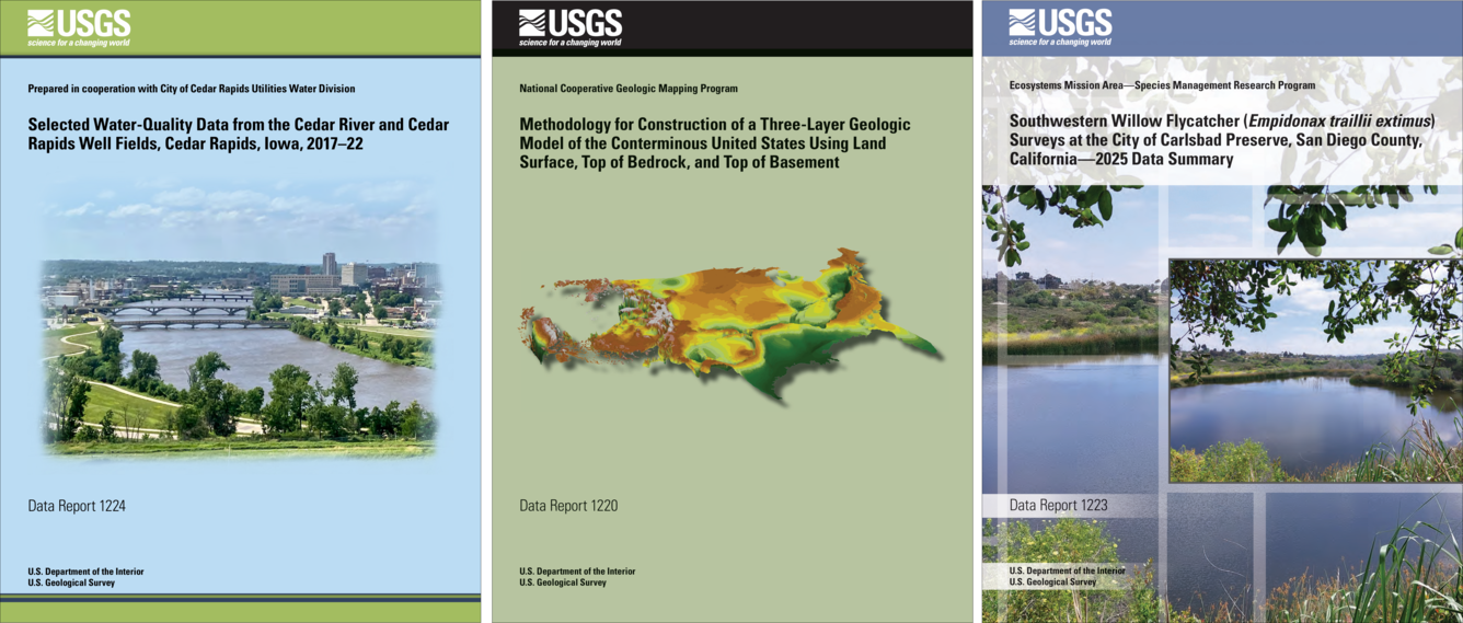 Three publication report covers side by side