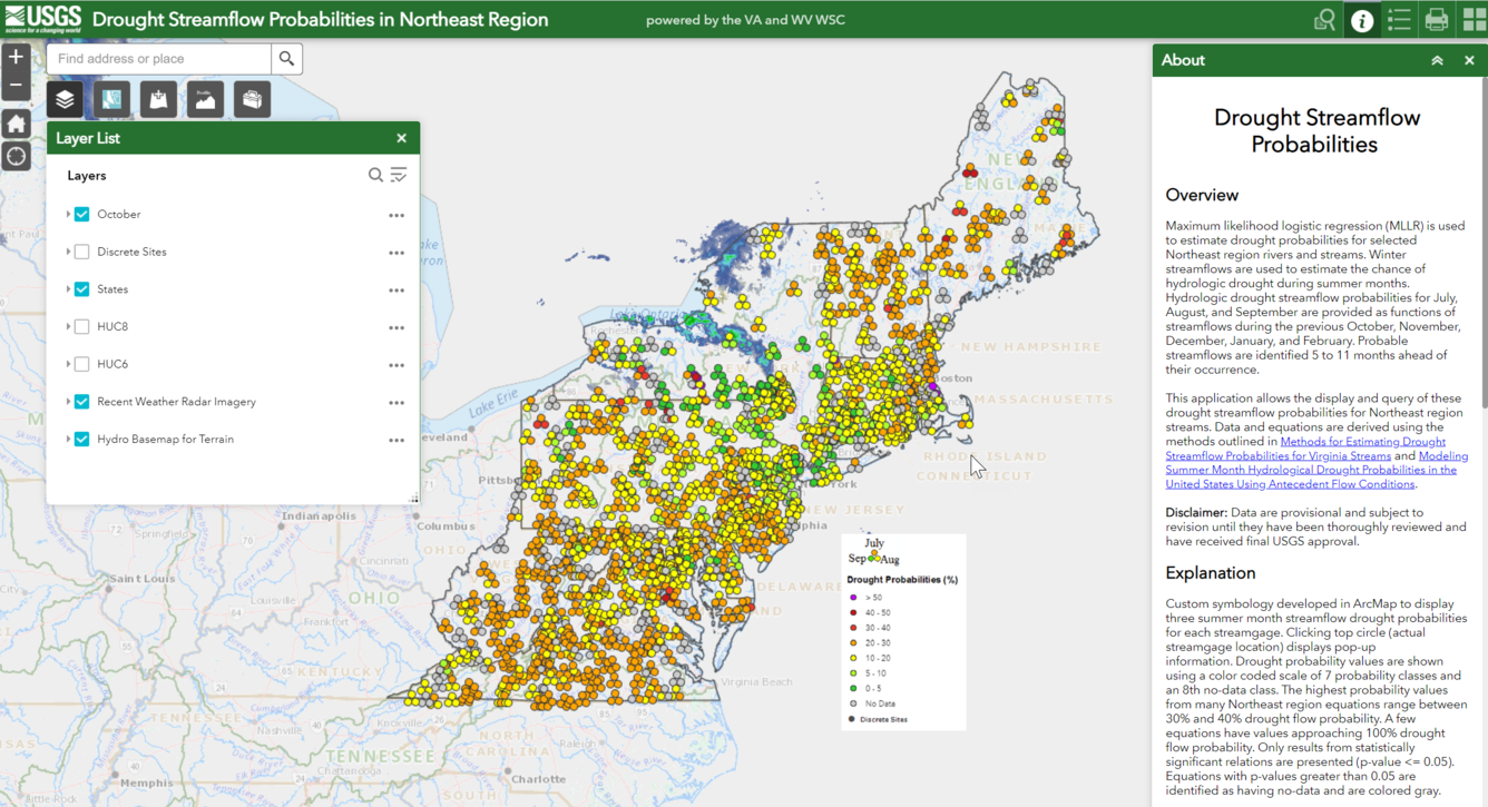 Drought Streamflow Probabilities in Northeast Region