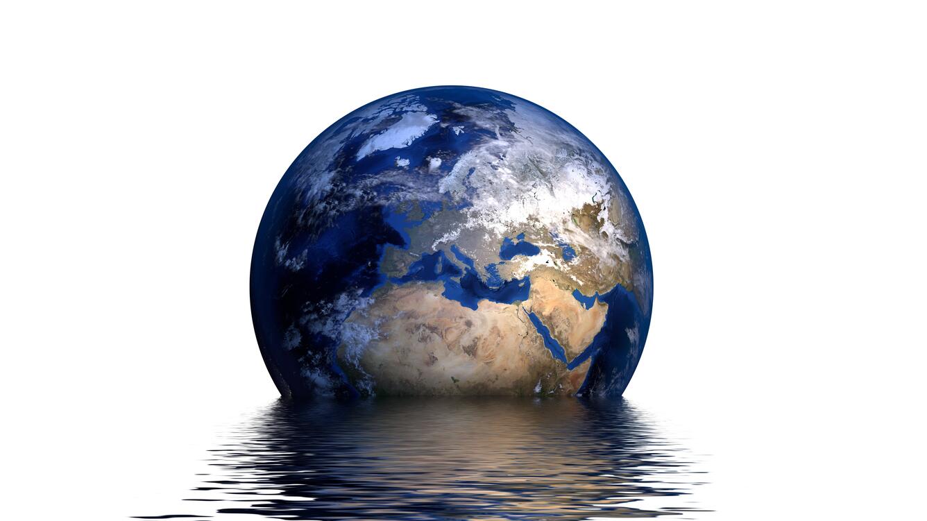 Earth in a pool of water