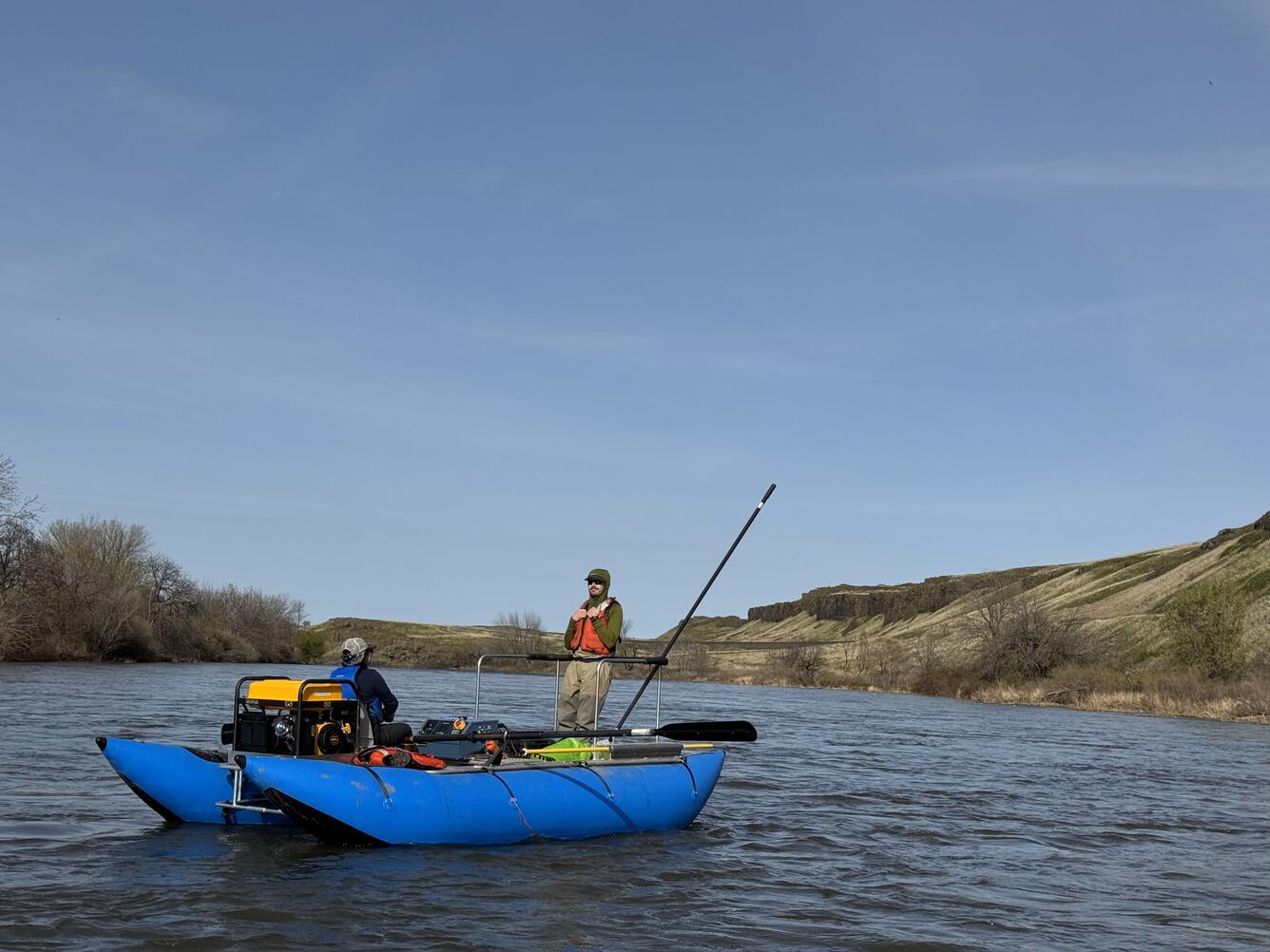 USGS researchers electrofishing on the Yakima River