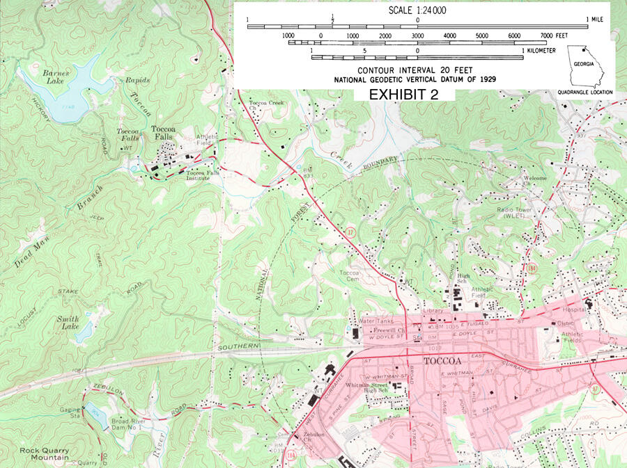 Map image of Toccoa, Georgia