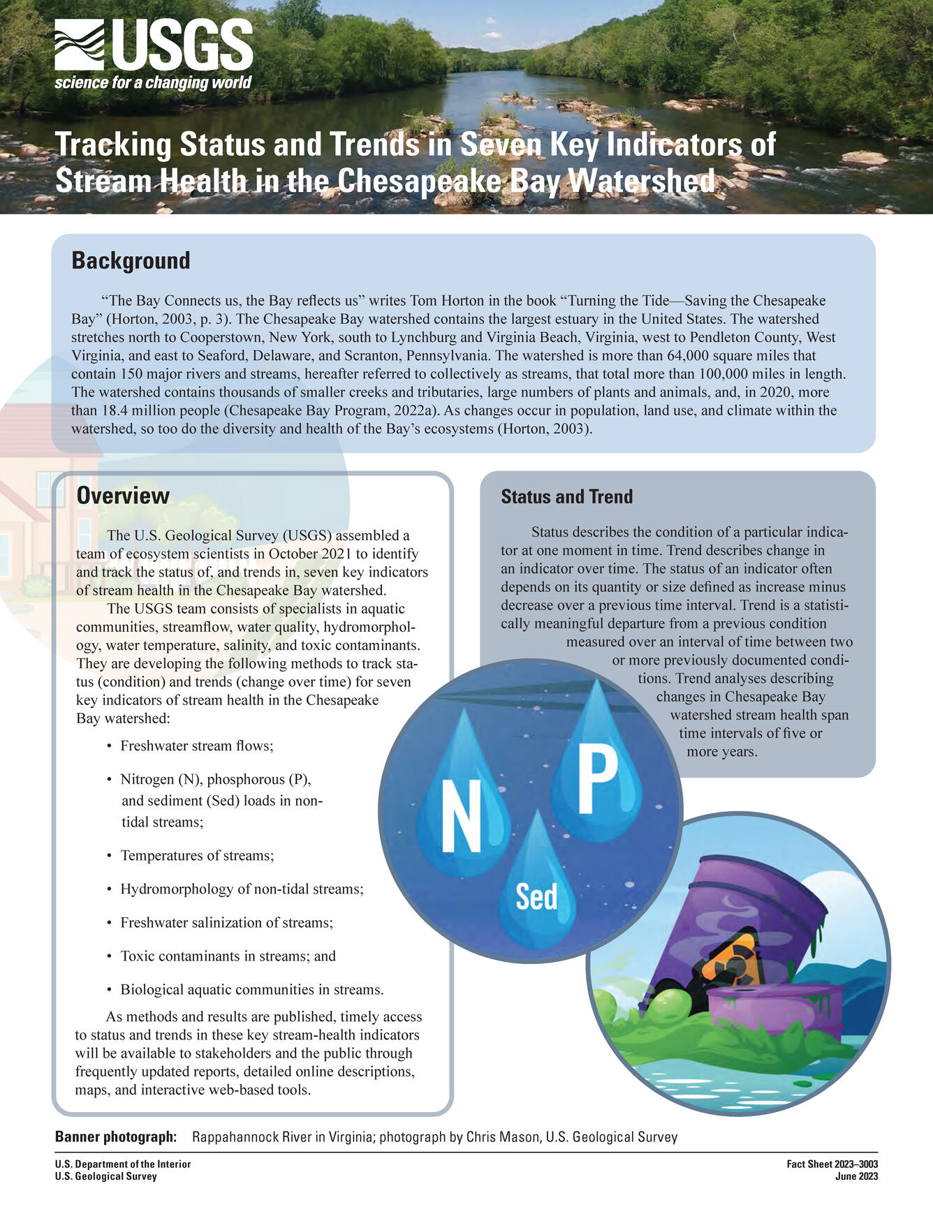 Cover page to fact sheet for Tracking Status and Trends