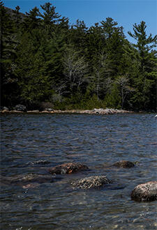 Far left section of North and South Bubble Mountain at Jordan Pond in Acadia National Park