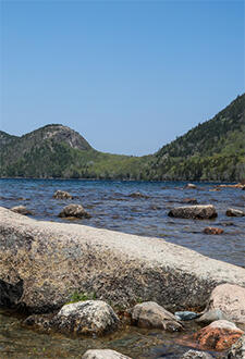 Mid right section of North and South Bubble Mountain at Jordan Pond in Acadia National Park