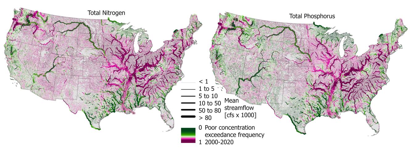 scientific figure - maps of lower 48 us showing contamination