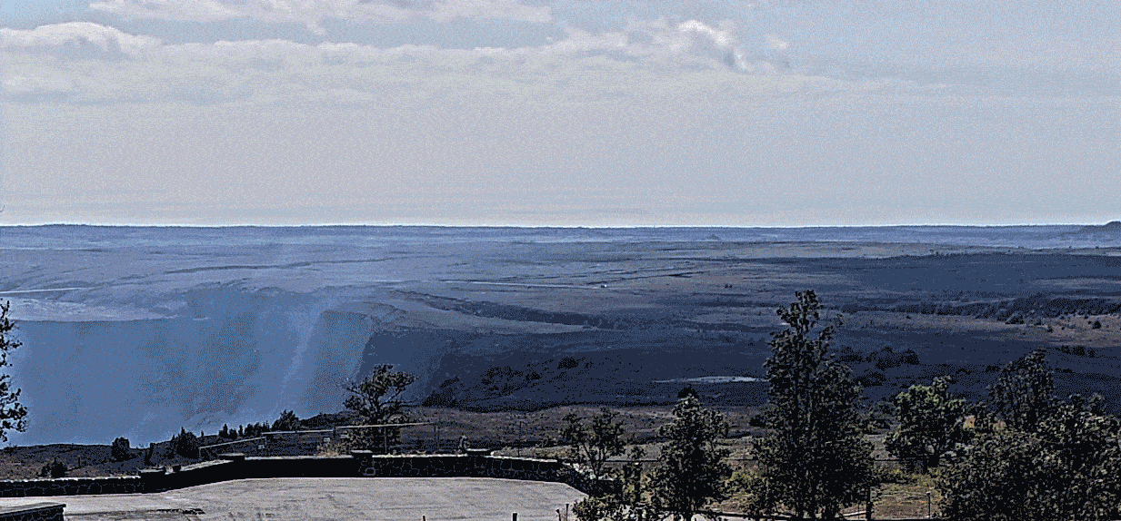 Color animated gif showing growth of a volcanic feature downwind of an eruption site