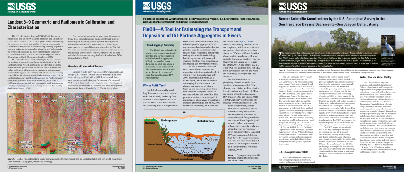 Front covers of three Fact Sheet publications side by side. Each cover has illustrations and photographs.