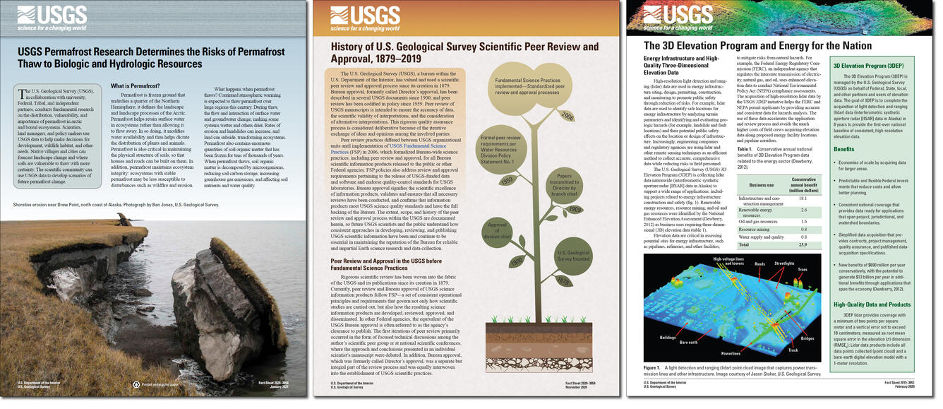 Front cover of three Fact Sheets