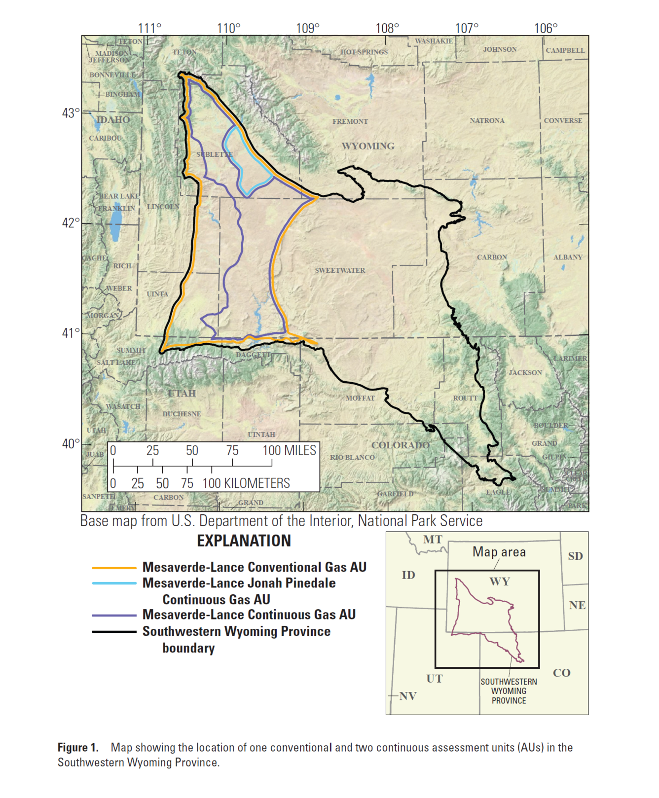 Map of Southwestern Wyoming Geologic Province showing assessment units in southwestern Wyoming for the Mesaverde-Lance assess