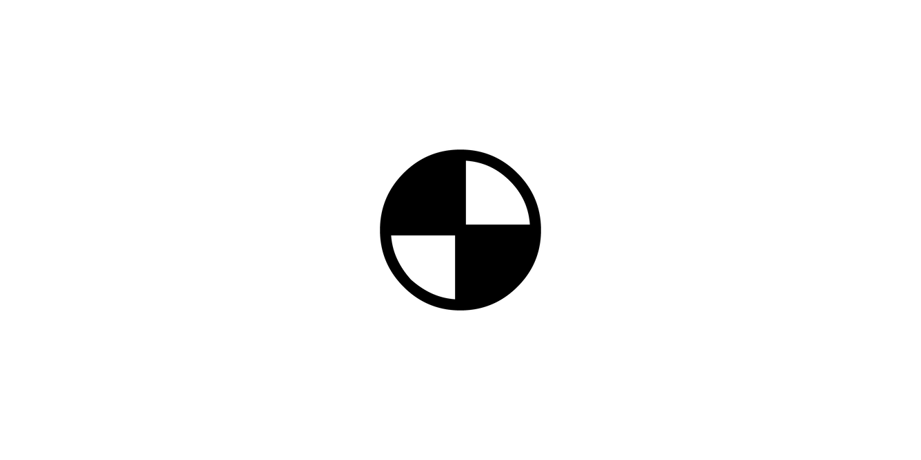 A circle with alternating black and white filled quadrants.