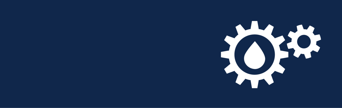 Spinning gears with a water droplet in the middle symbolize water data web services.