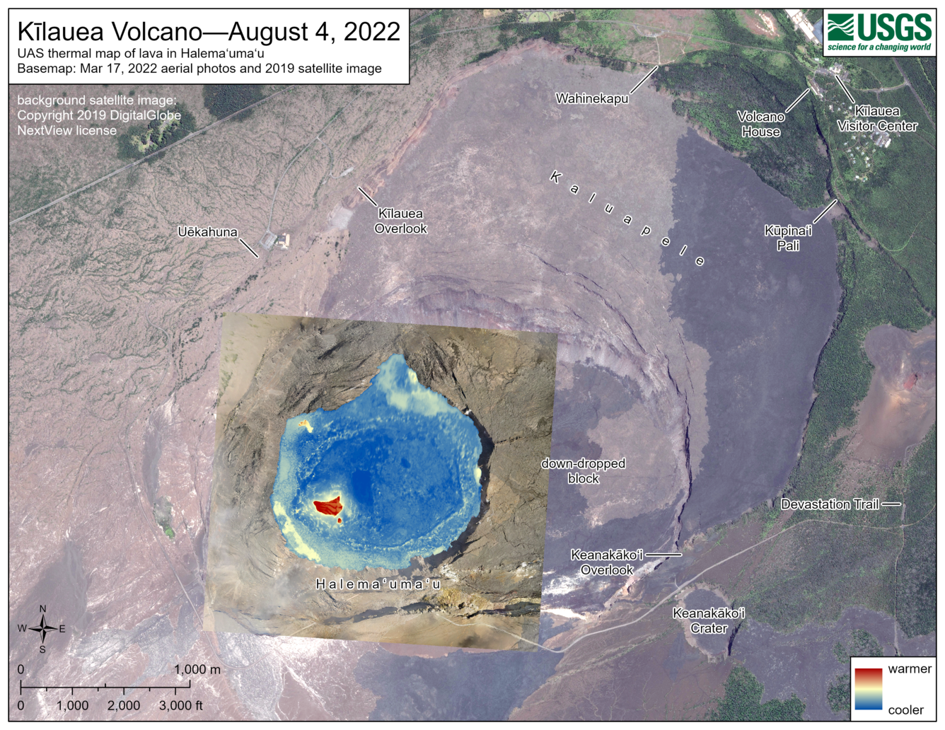 Color map of lava lake temperature