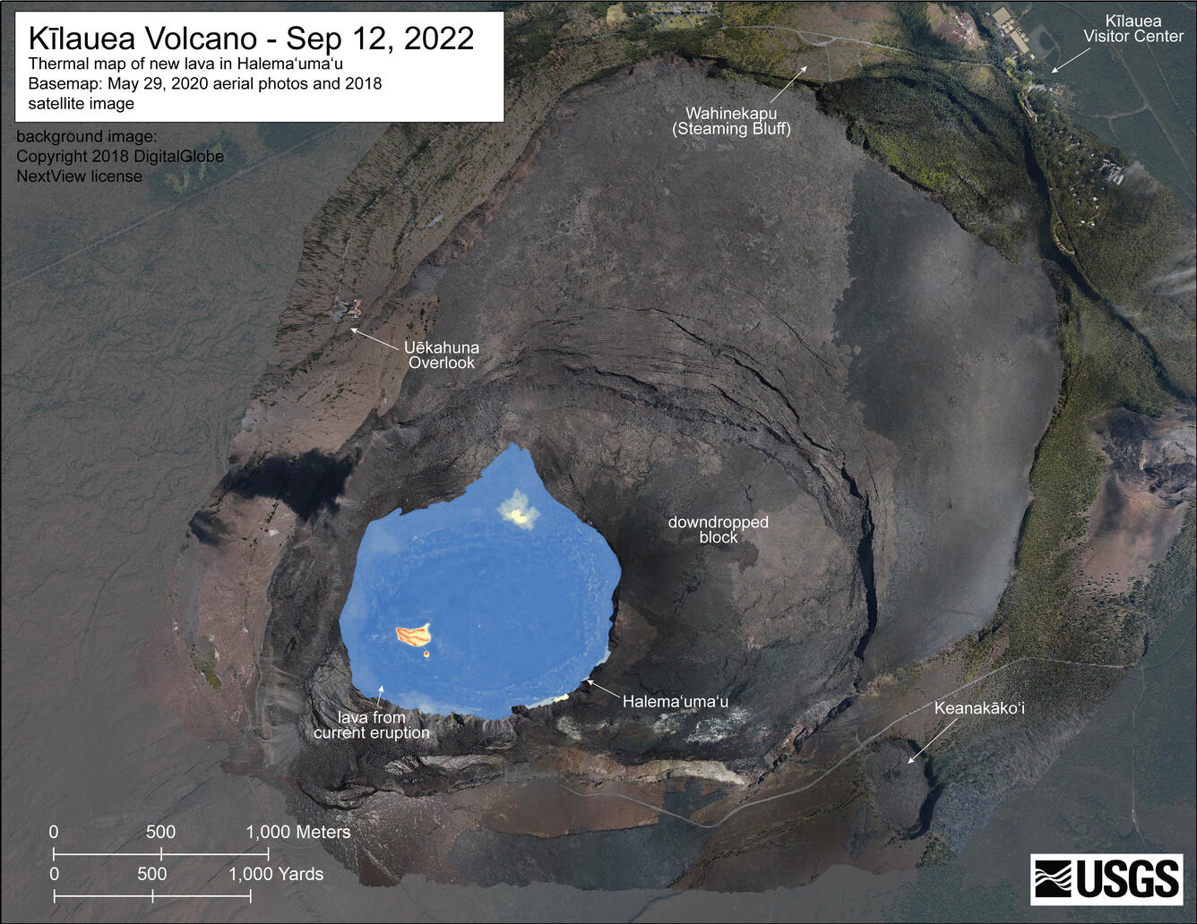 Color map of lava lake temperature