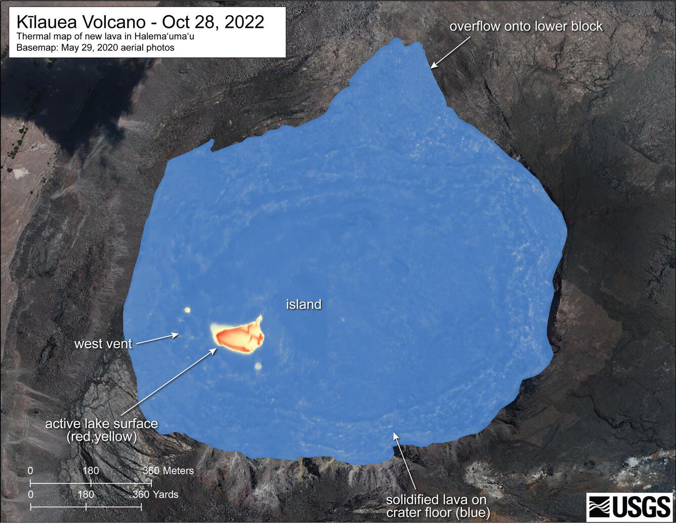 Color map of lava lake temperature