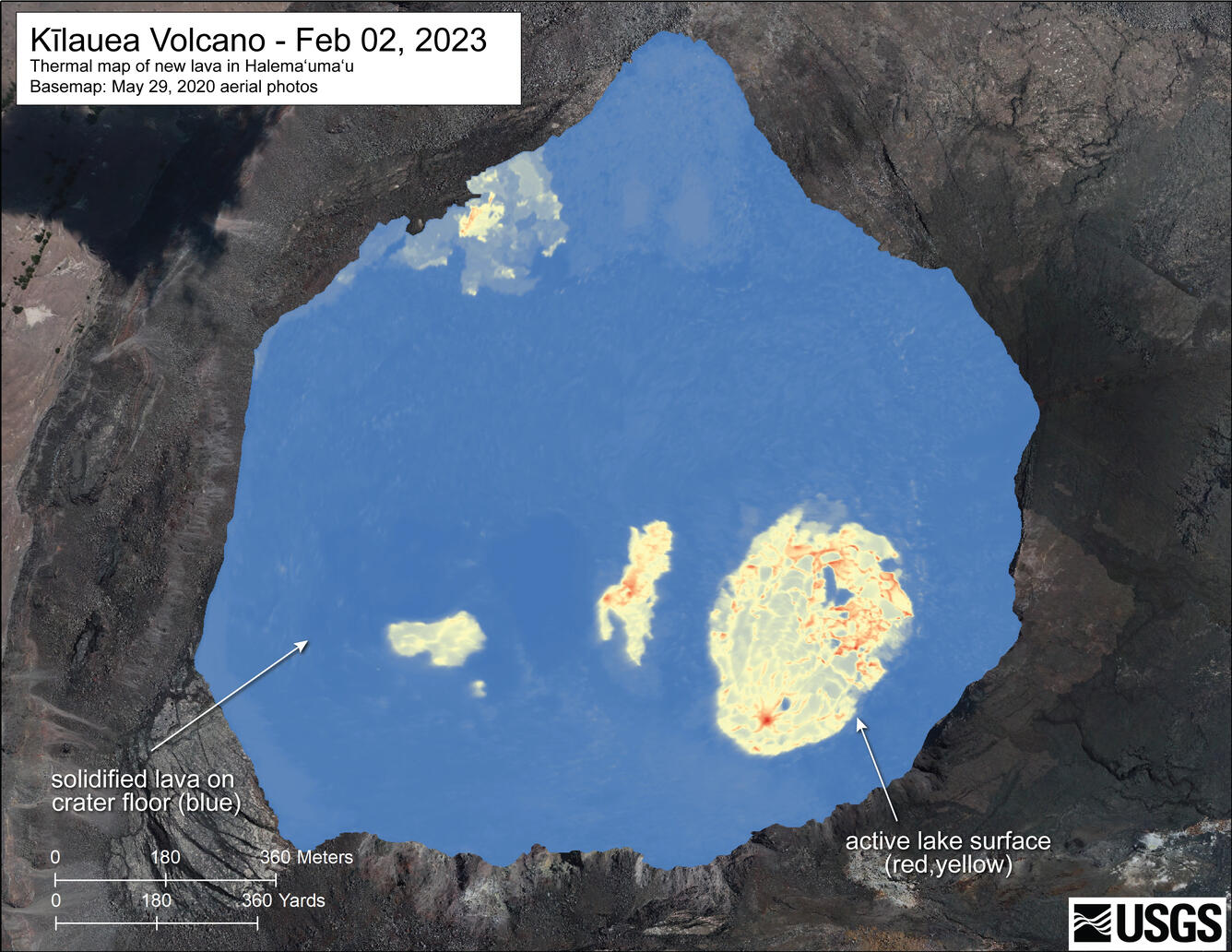 Color map of lava lake temperature