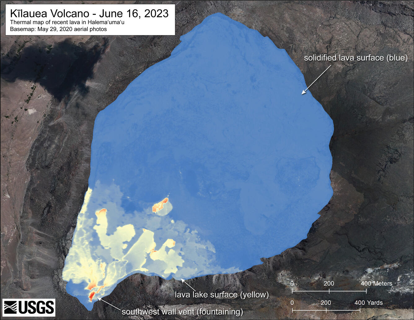 Color image of crater floor temperature