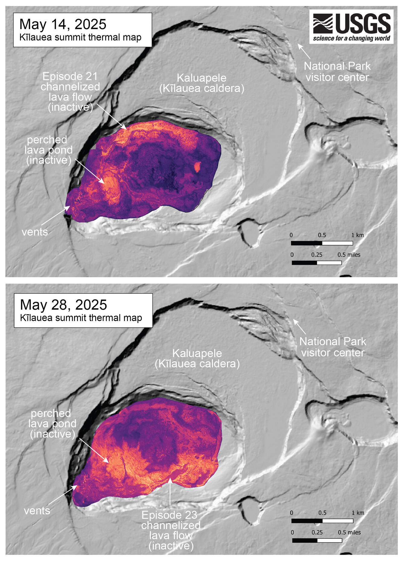 Color maps showing crater floor temperature