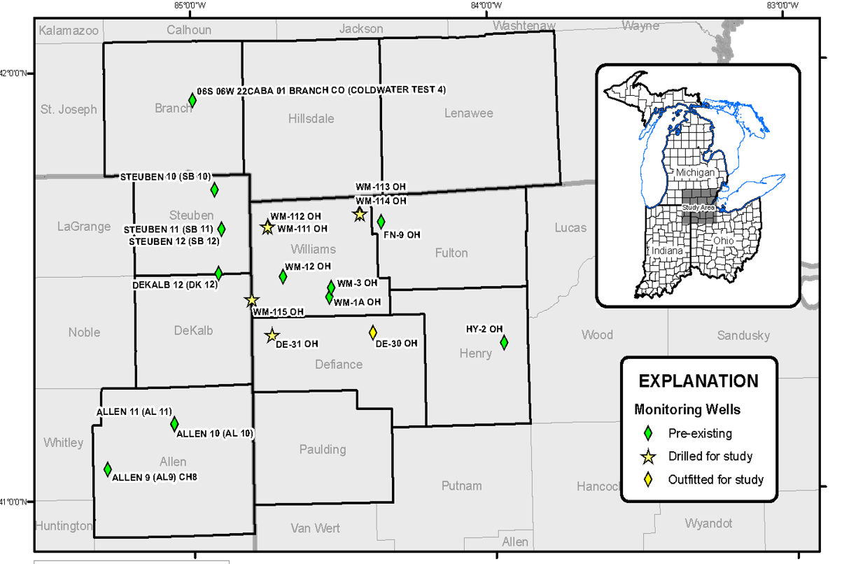 Map showing existing groundwater-level networks enhanced through adding drilled wells and converting discrete wells
