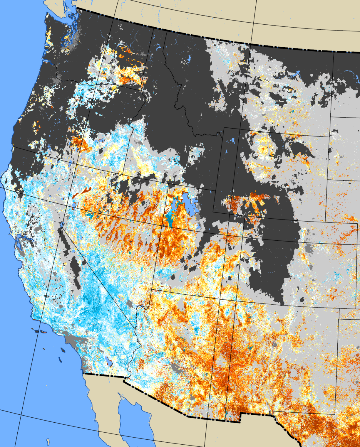 January 11, 2026, QuickDRI map of the western United States.