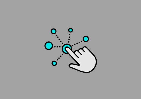 Hand-shaped pointer selecting interactive object