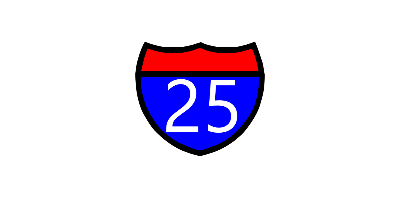 Text symbol with route number placed on top of a road shield marker.