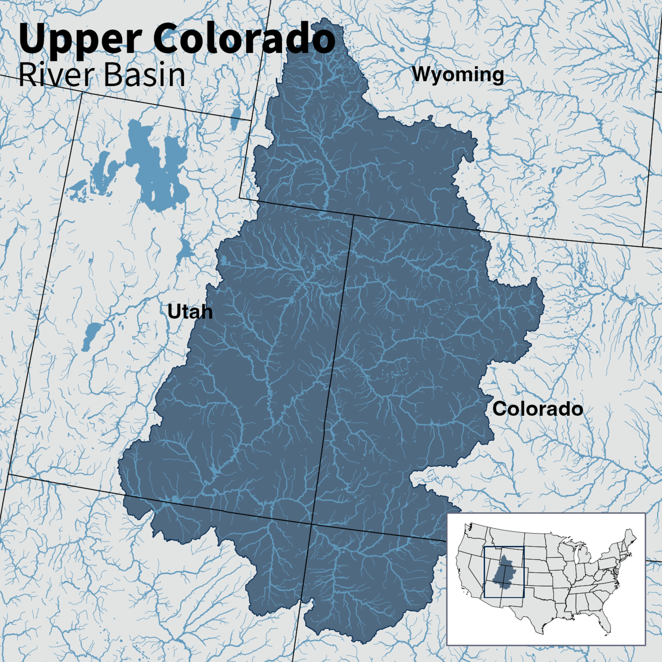 Map of the Upper Colorado River Basin, Integrated Water Availability Assessment.