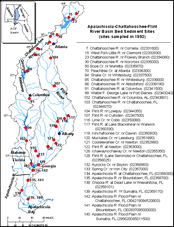 Apalachicola-Chattahoochee-Flint River Basin Bed Sediment Sites (sites sampled in 1992)