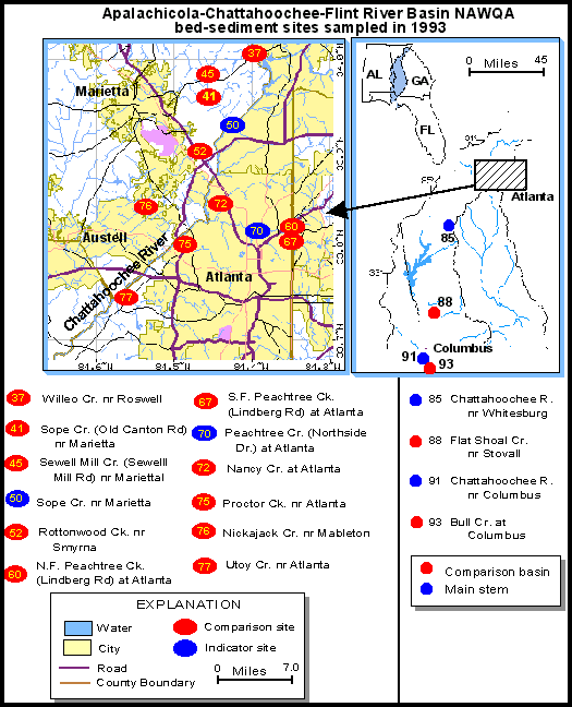 Apalachicola-Chattahoochee-Flint River Basin NAWQA bed-sediment sites sampled in 1993