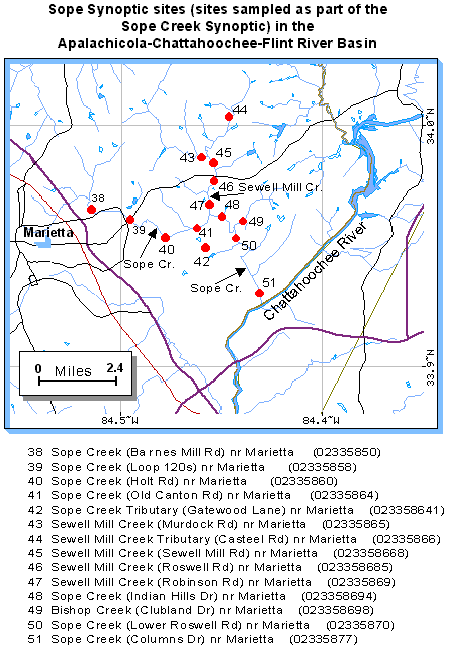 Special Studies, Synoptic Sope Creek Sites, ACF River Basin