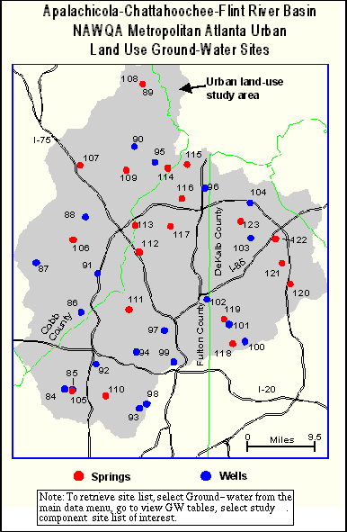 Groundwater Land Use Sites Map, Apalachicola-Chattahoochee-Flint River Basin