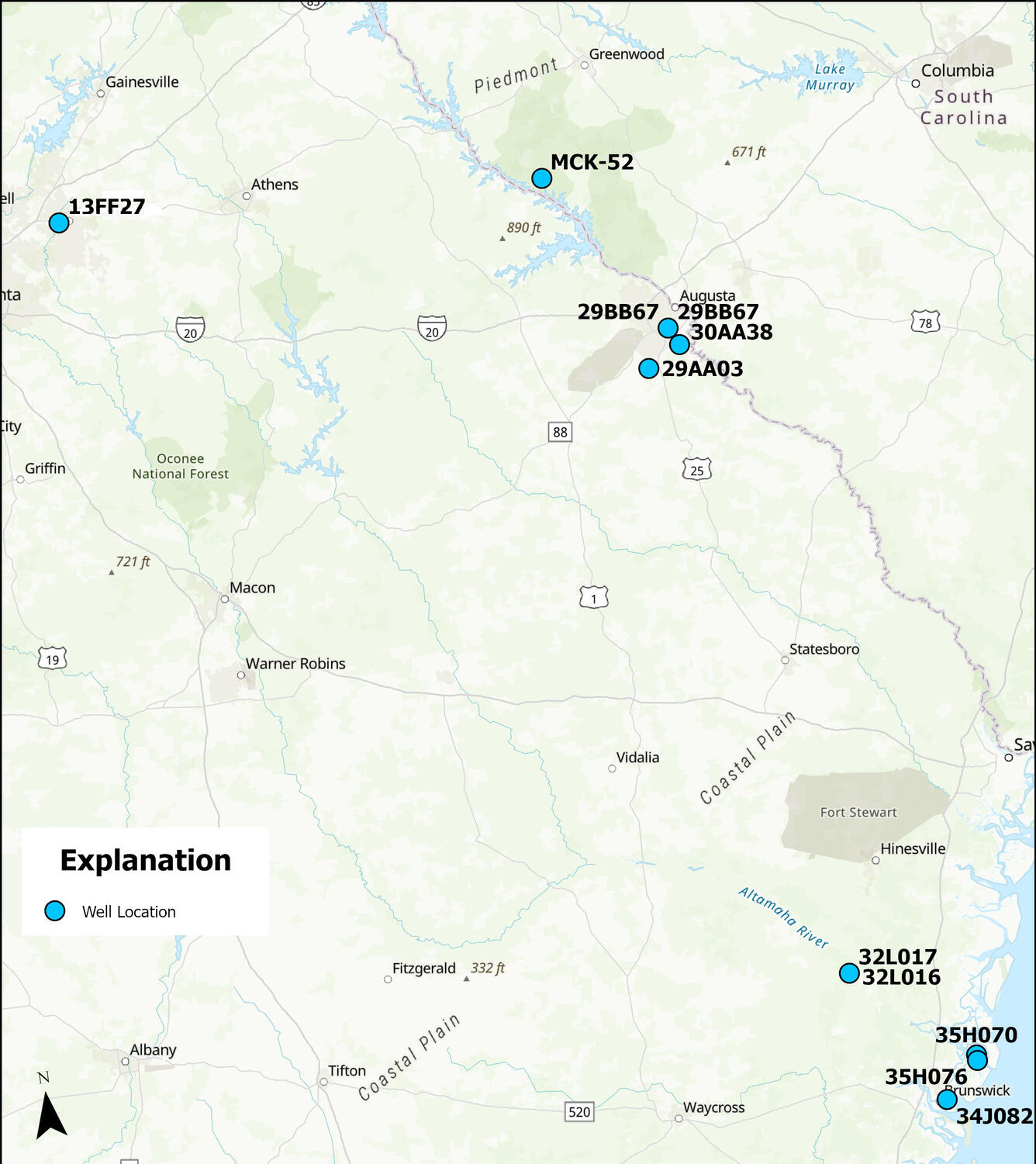 Map of video logged groundwater wells.