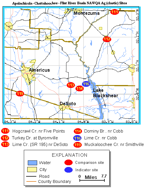 Apalachicola-Chattahoochee-Flint River Basin NAWQA Agriculture (clastic) Sites