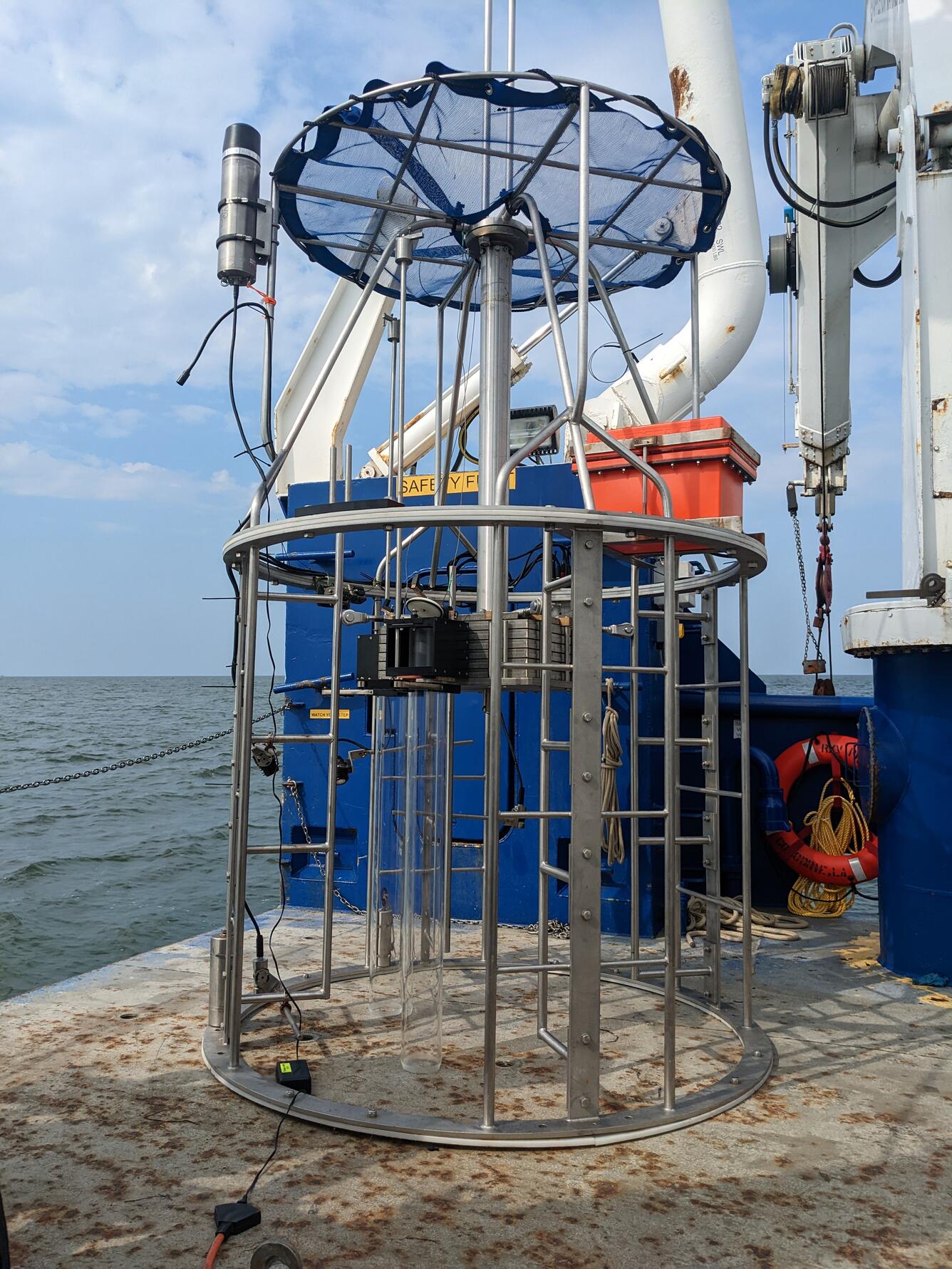 deep sea research equipment on the fantail of a research vessel