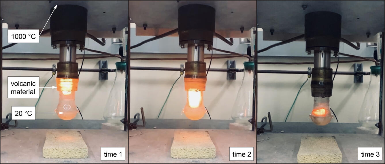 Method of rapidly cooling an experiment that involves molten rock