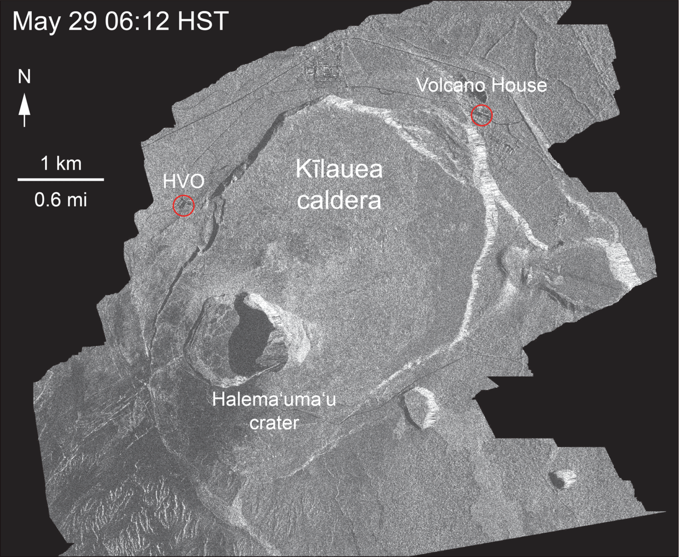 animated GIF showing subsidence at a crater