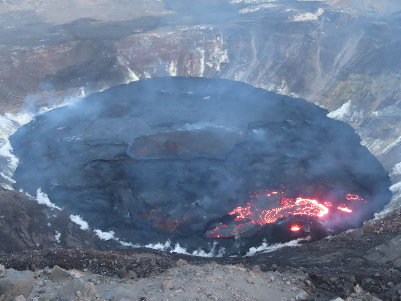 Color photograph of active lava lake