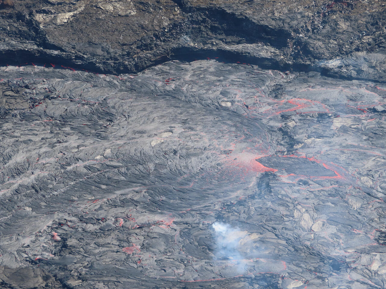 Color photograph of lava lake surface