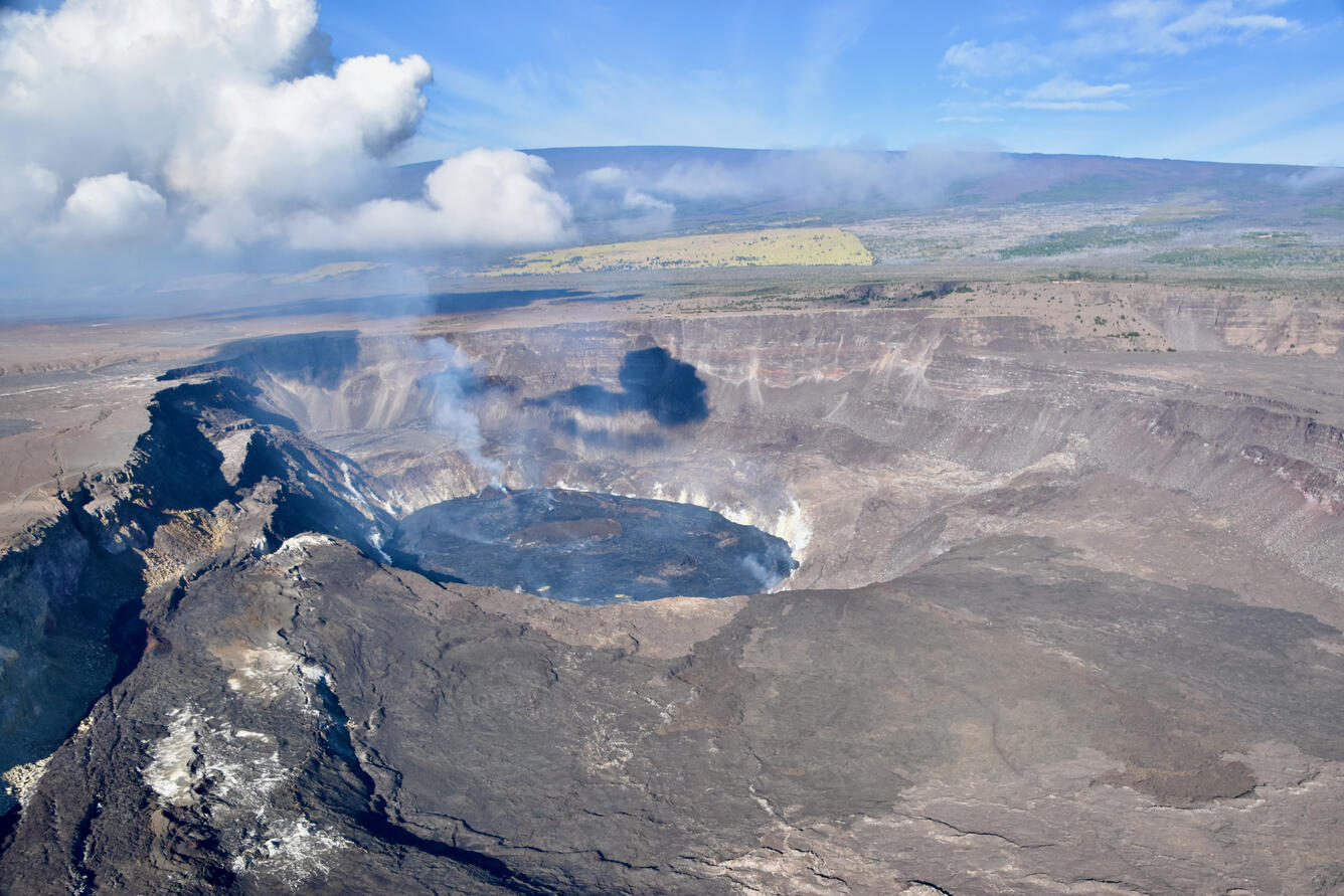 Color photograph of crater at summit of Kilauea