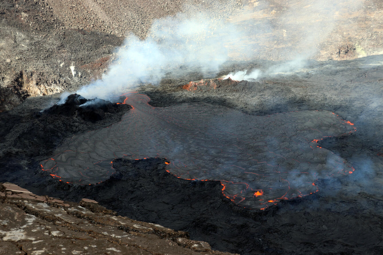 Color photograph of lava lake