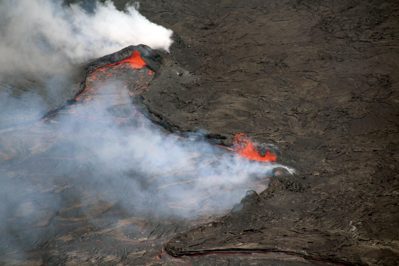 Color photograph of lava lake