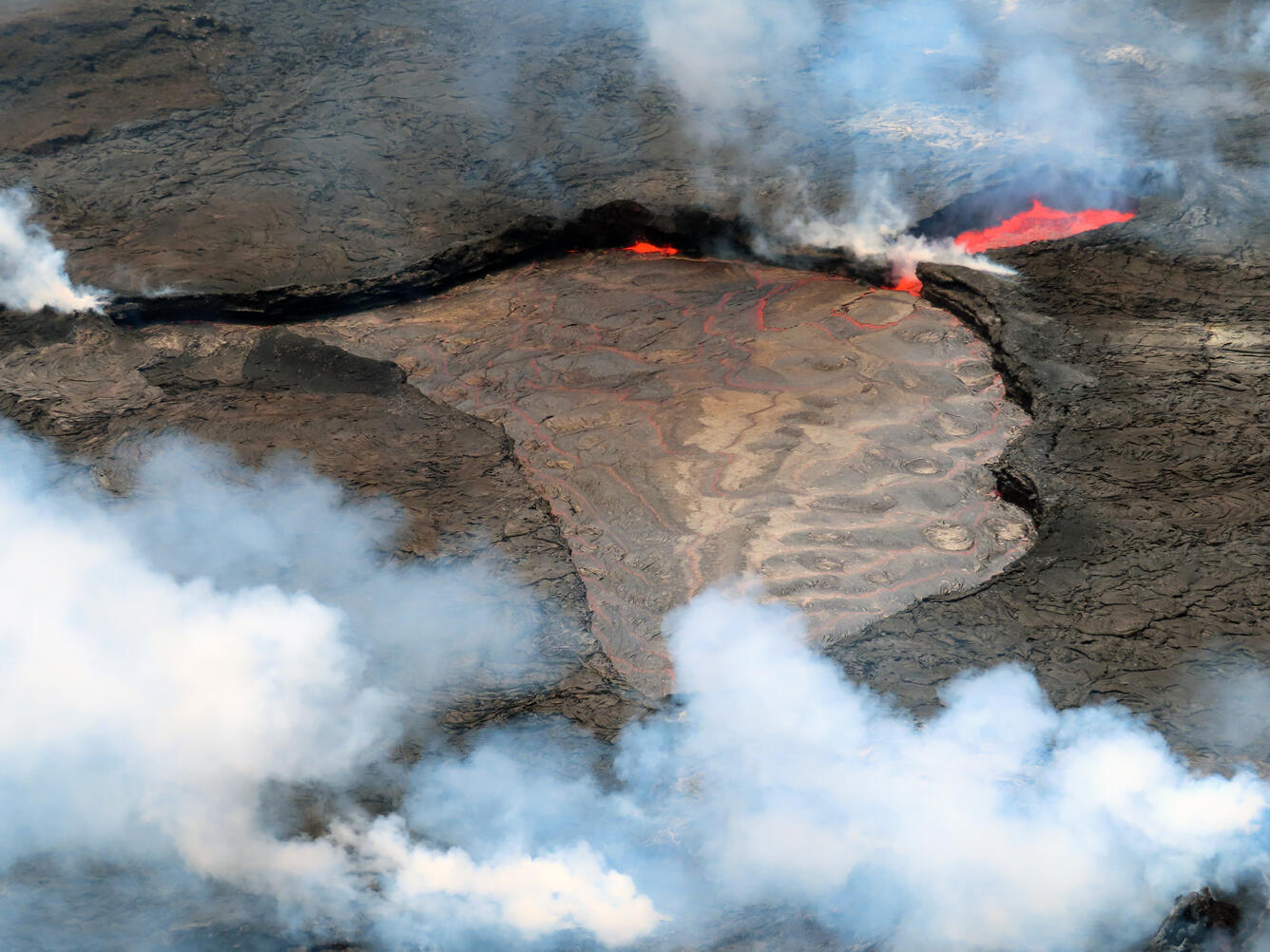 Color photograph of lava lake