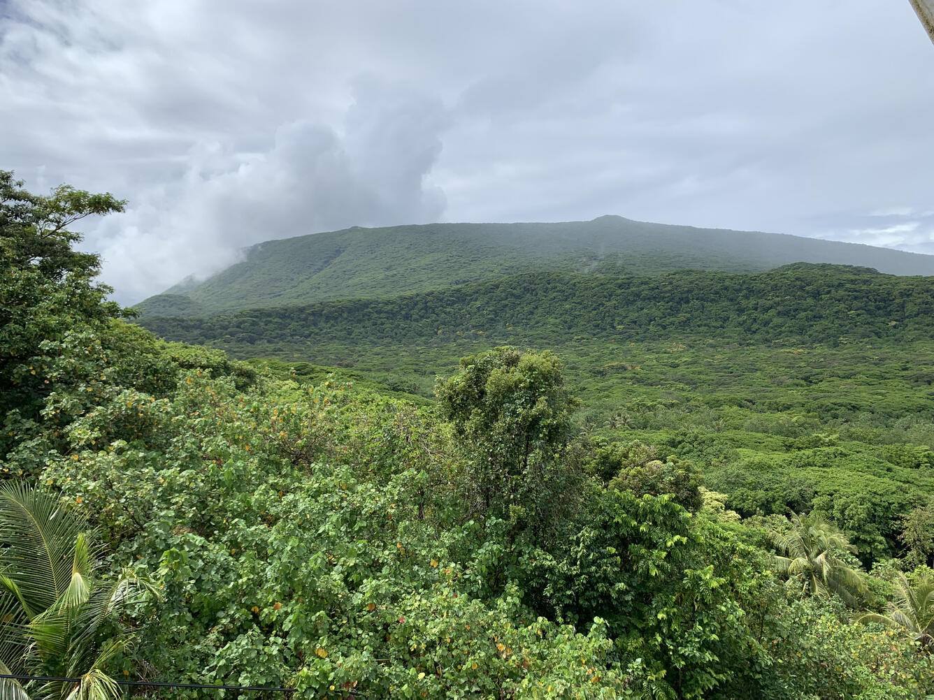 Color photograph of volcano slopes